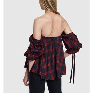 Plaid Strapless Swing Top